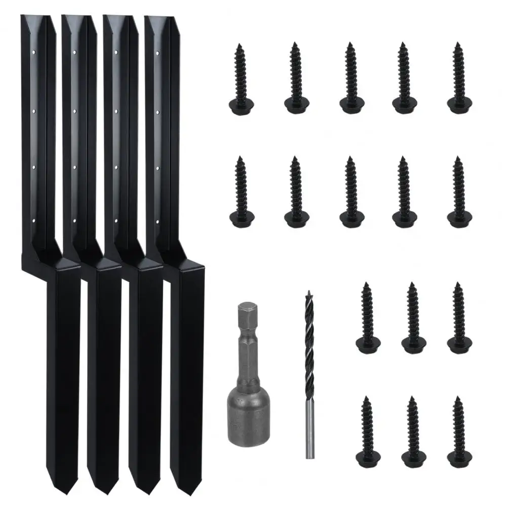 

4Pcs Fence Post Repair Stakes with Fixing Screws, Powder-coated Surface Heavy-duty Fence Back Support Kit, Pointed Head Tilted B