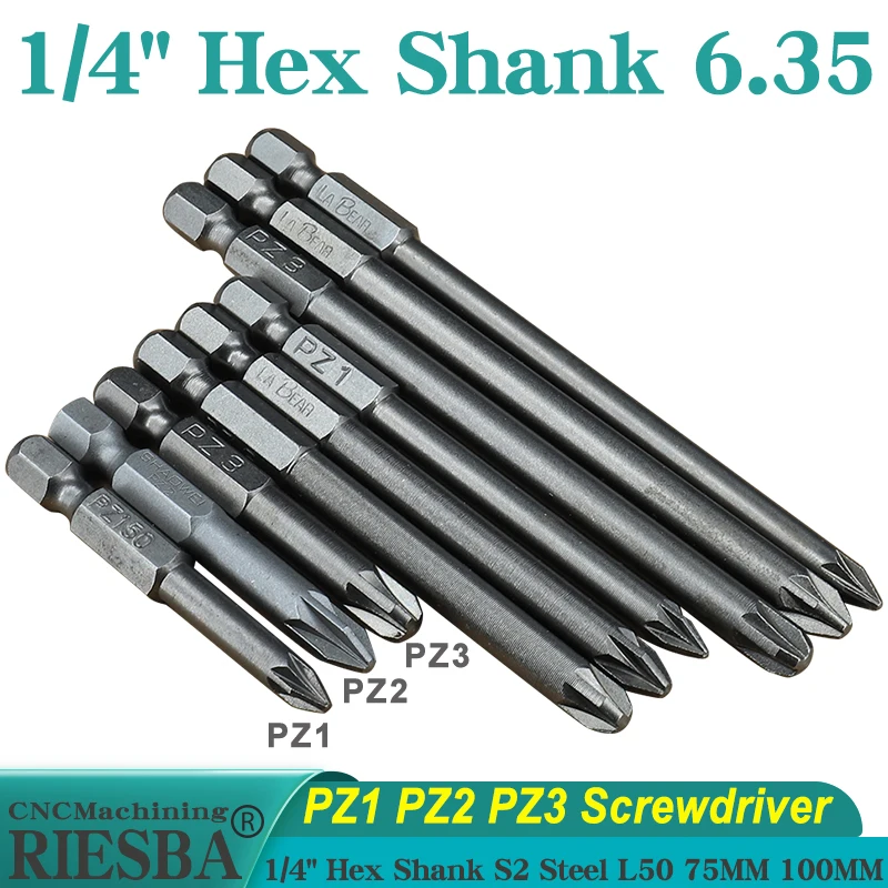 1Pc PZ1 PZ2 PZ3 Screwdriver Bit Magnetic Pozidriv Screwdriver Bit 1/4\