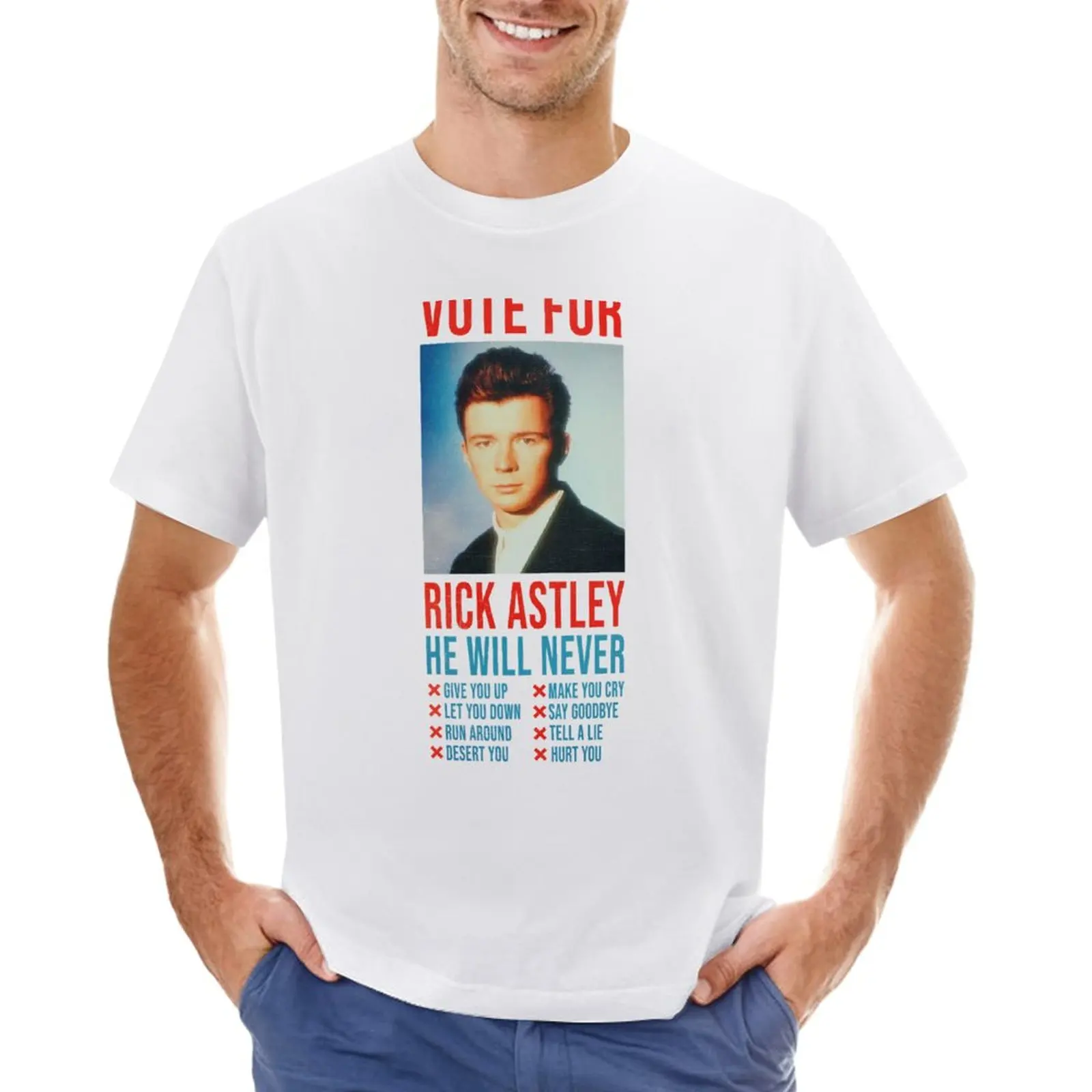 

Vote for Rick Astley T-Shirt shirts graphic tees vintage clothes Blouse summer tops oversized t shirts for men