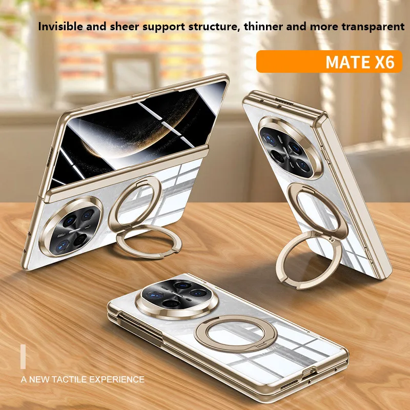 

Electroplated 360 ° Bracket Holder Case For Huawei Mate X6 matex6 MATEX6 5G Magnetic Spring Hinge Protective Cover