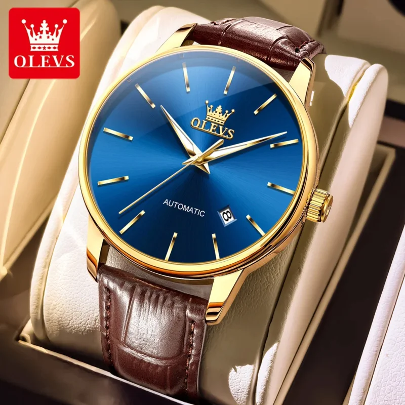 

OLEVS 6725, мужские часы, оригинальные роскошные автоматические механические часы, водонепроницаемые светящиеся часы, дизайн с одним календарем