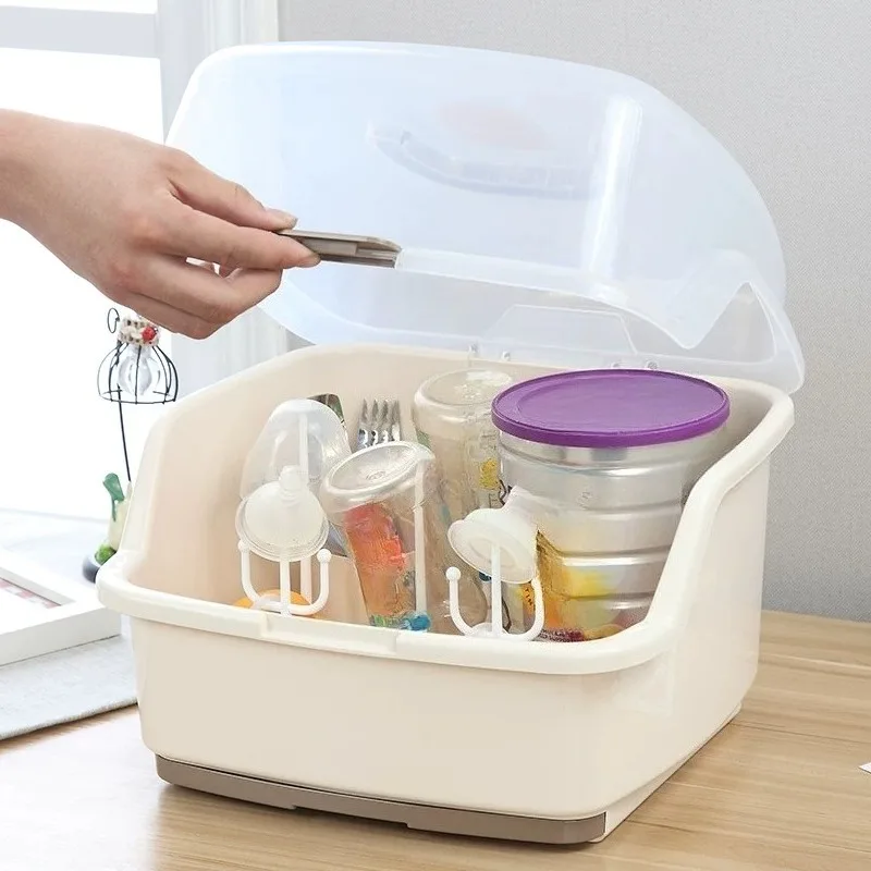Portable Bottle Dry Rack Baby Bottle Drain Cleaning Dryer Drainer Baby Pacifier Feeding Cup Holder Box