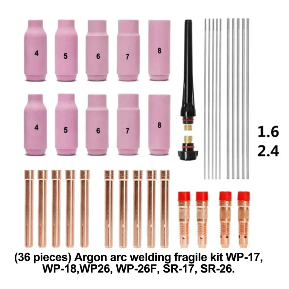 Welding Tasks TIG Consumables Kit 36pcs TIG Kit Enhancing Work Efficiency Long-lasting Performance Optimal Welding Results