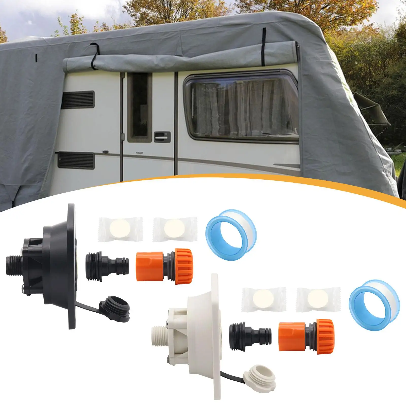 

RV Water Inlet Connection with Checks Good Sealing Equipment Leakproof Spare Parts Sturdy Replacement for RV Car Trailer