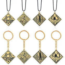 Game Ring Keychain Amulet Prosthetic Swordsman Pendant Necklaces for Men Women Bag Car Cosplay Props Accessories Jewelry