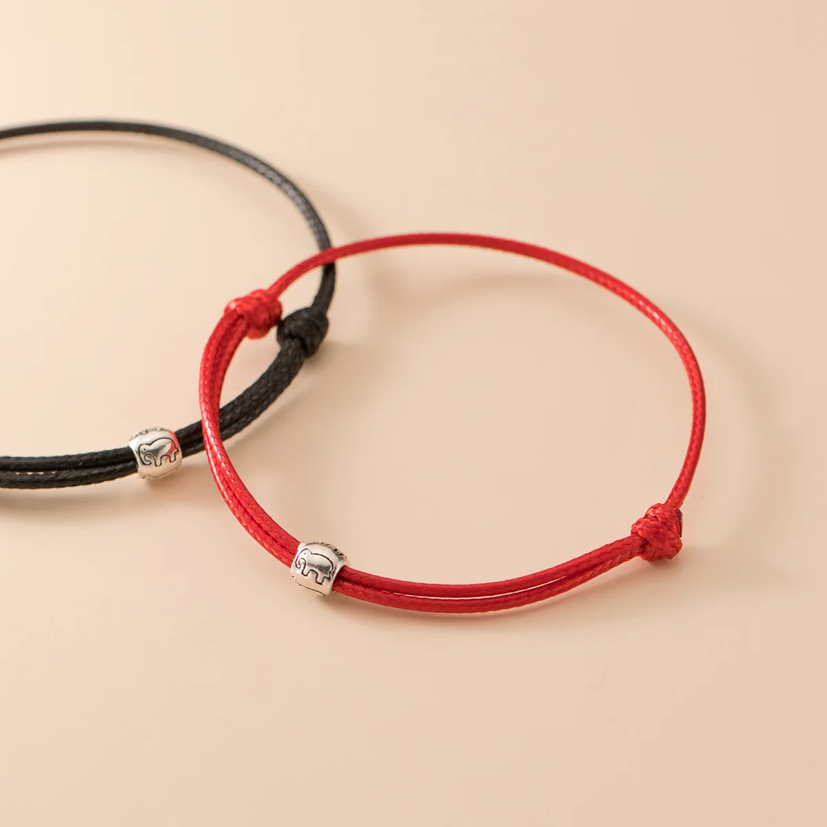 La Monada 24cm 925 Sterling Silver Cute Elephant Red Rope Bracelets Red Thread String Jewelry Bracelets For Women Student Girl