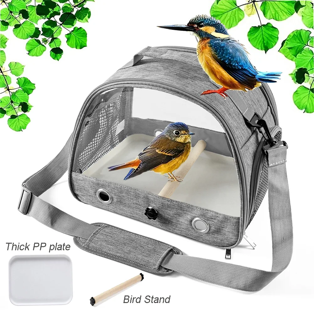 

Parrot Carrier Bag Bird Backpack with Perch for Birds Cage Portable Side Window Foldable Budgie Parakeet Samll Pet Travel Cage