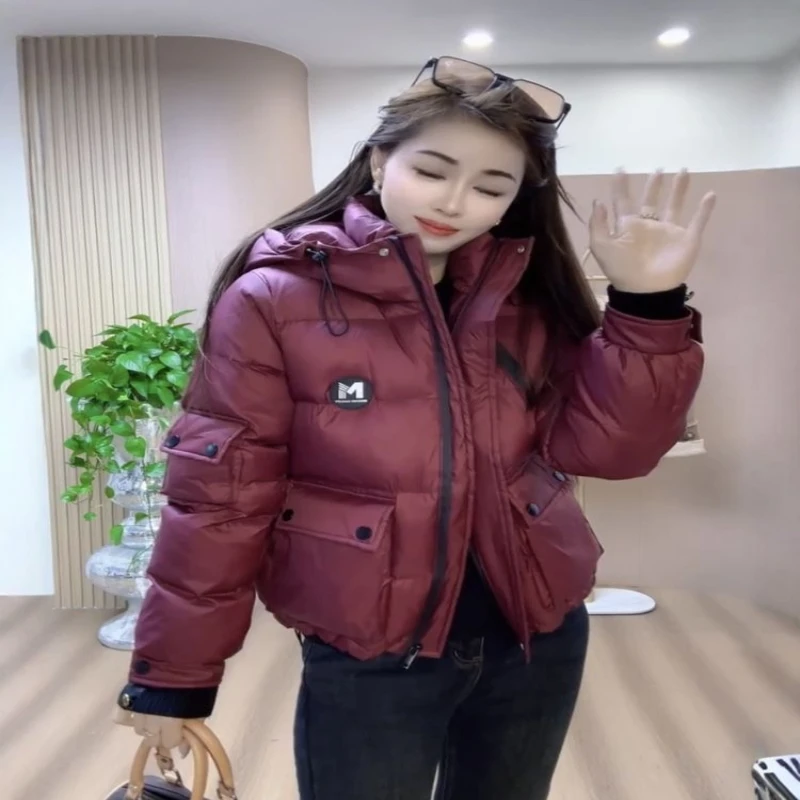 Casual versatile cotton down jacket women fashionable and warm hooded design sense casual and trendy bread jacket