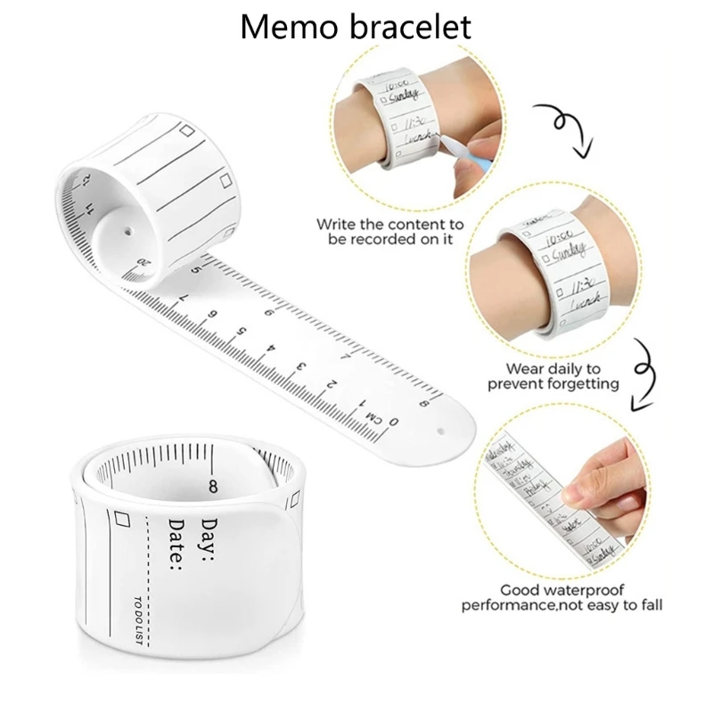 3-in-1 Slap Bracelets, MemosPad, ไม้บรรทัด, เขียนได้ Erasable Slap Bracelets Memos Pad สำหรับนักเรียนผู้ใหญ่, ถุงน่อง Fillers
