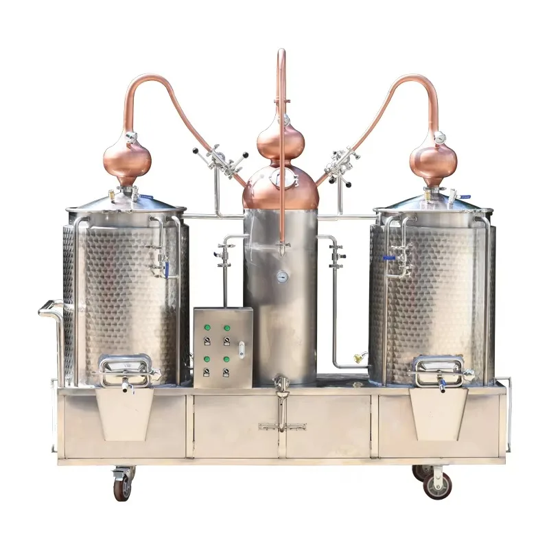 250L Double Pots Copper Stills Alcohol Distillery Equipment Electric Heater 380V Brandy/Wine Manufacturing Plant Use
