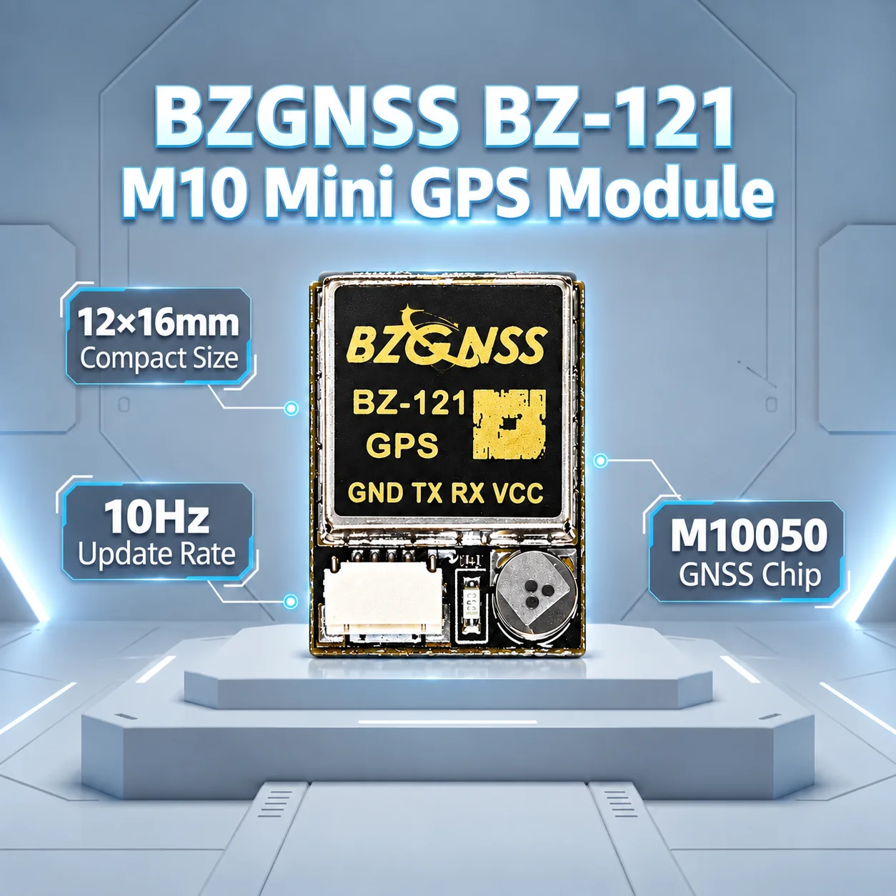 BZGNSS BZ-121 M10 Mini GPS Module for FPV Drone 12x16mm 2.2g 5V UART 115200 Baud NMEA UBLOX Multi-GNSS Betaflight Fixed Wing UAV