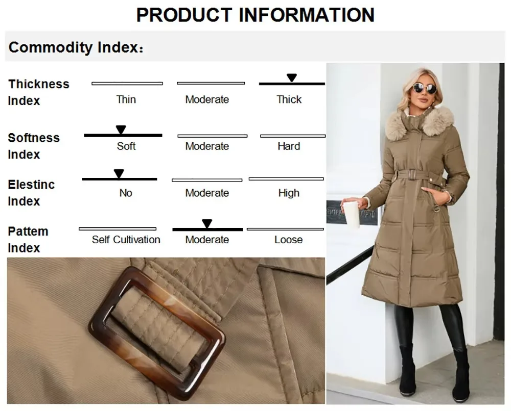 2023 Winter Women New Loose Down Jackets Long Coat Hooded Jacket Fur Collar Thick Warm Snow Wear Puffer Slim Remove Hooded Parka