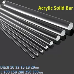 Clear Acrylic Rod Solid Bar Diameter 8 10 12 15 18 20mm Length 100 150 200 250 300mm Round PMMA  Acrylic Round Rods