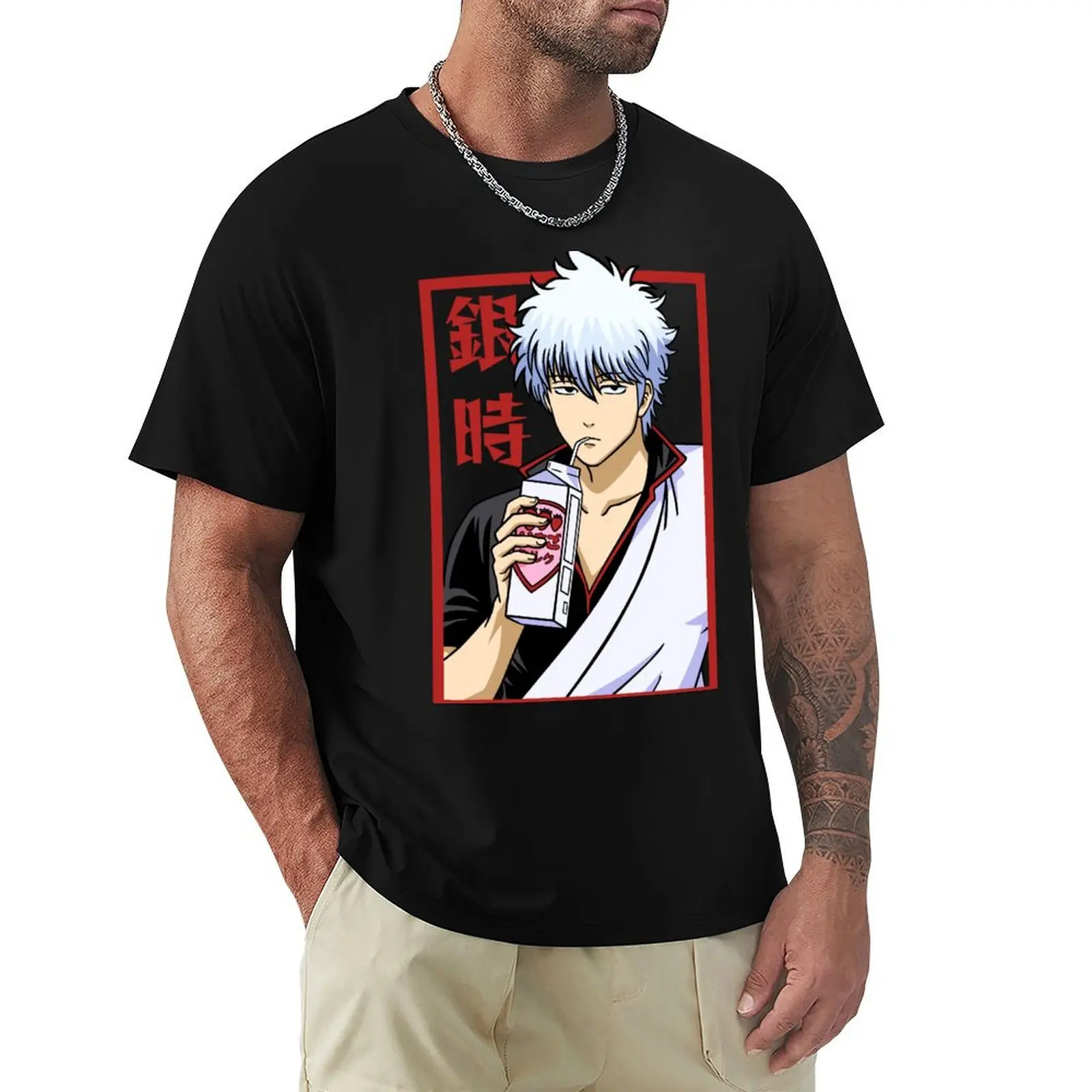 Gintoki T-Shirt oversized t shirt plus sizes man t shirt oversized graphic tee plain black t shirts men