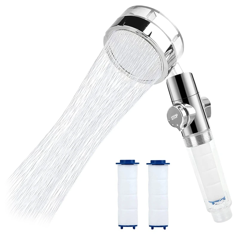 Hand Shower, Anti-Limescale Water Saving Shower Head, High Pressure Propeller Shower Head, Three-Stage Filter System