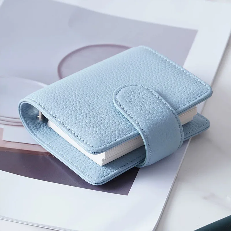 yiwi genuine Leather planner Regular A9 Size Rings Planner 3-hole Mini Ring Notebook with 19MM Ring Organizer Journey Diary