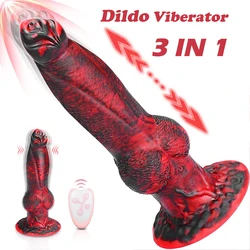 Vibratore del Dildo del mostro di spinta con i giocattoli adulti del sesso dell'orgasmo del punto G telescopico del pene telecomandato della ventosa per le donne Gay 18 +