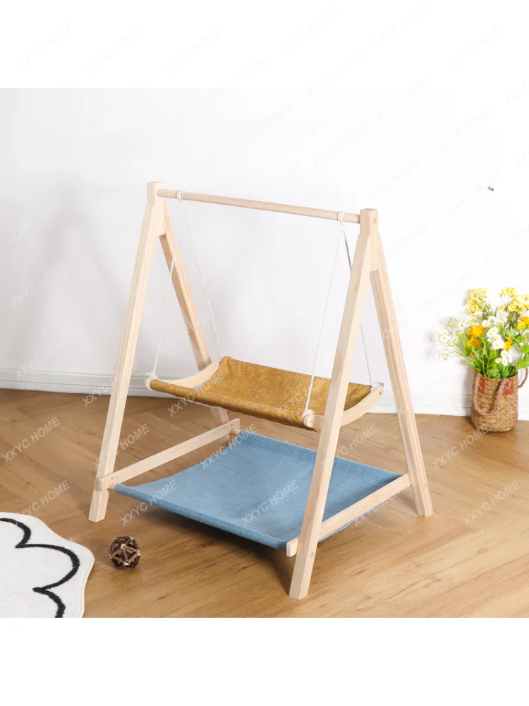 Cat Hammock Floor Hanging Summer Bedside Cat Hammock Wooden Hanging Nest Cat Bed Cat Climbing Rack Cat Swing Cat Nest