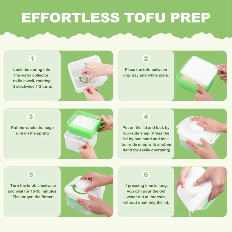 Tofu Press, Adjustable Tofu Press Dishwasher Safe, Large Vegan Tofu Presser Drainer With Drip Tray, Speed Up Removing