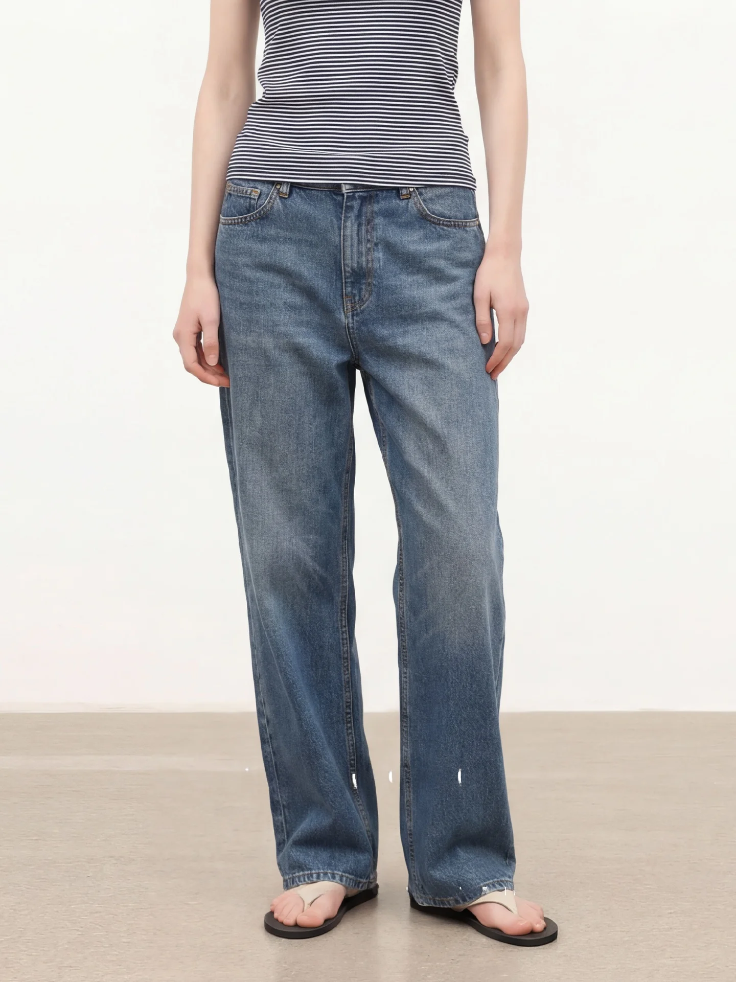 

the Soong Summer Thin Acetate Denim Mixed Fabric Straight Leg Zipper Jeans Women's Natural Waist Comfortable Breathable