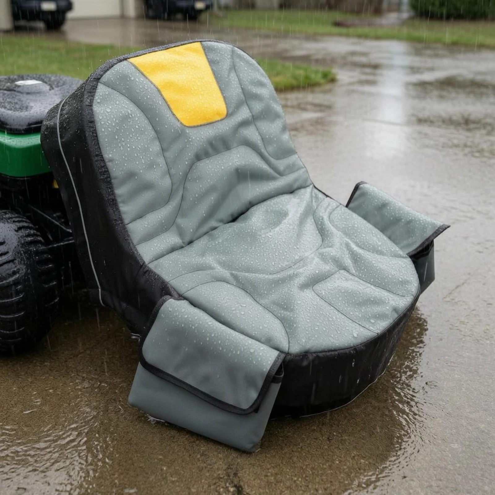 Riding Mower Seat Cover Storage Pockets Cushioned Mower Seat Cover Yard Equipment Padded Oxford Material