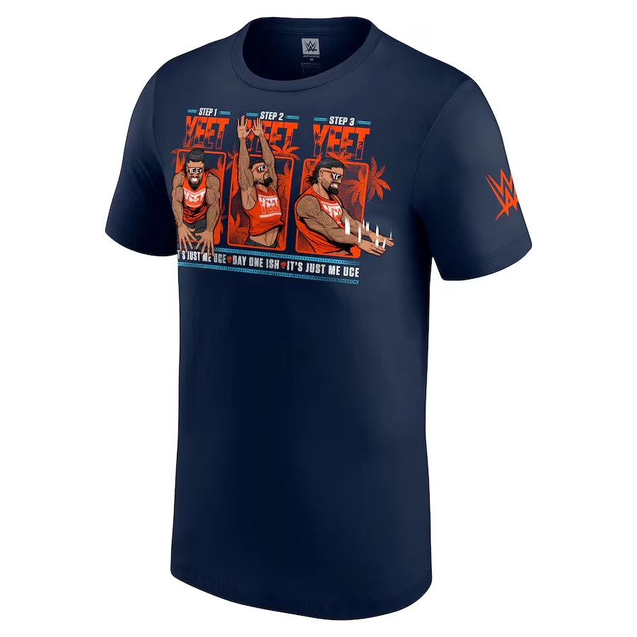 

Men's Navy Blue Jey Uso Yeet Steps T-Shirt Classic Simple Loose Sweat Absorbing Breathable Suitable For Daily Casual Sports