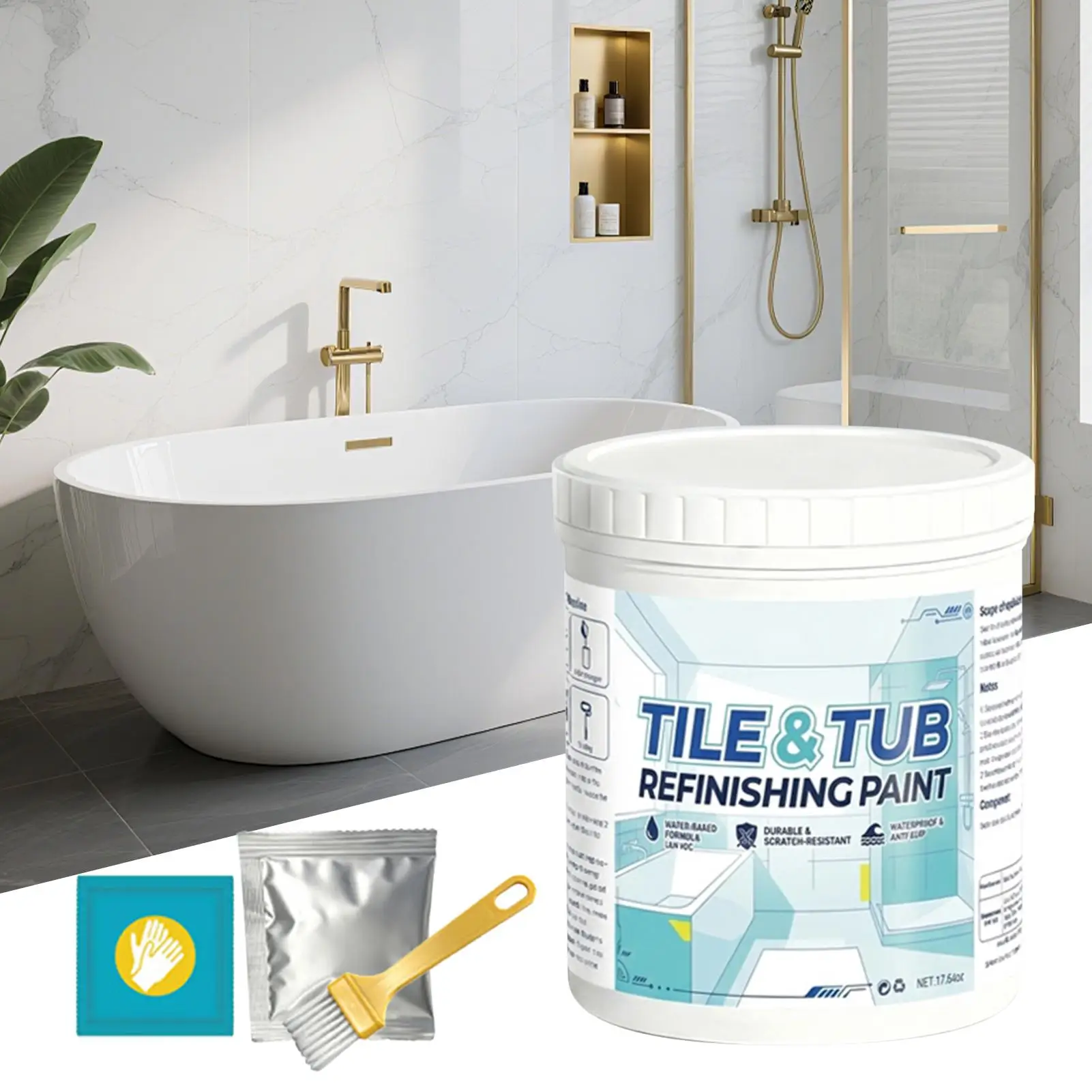 Shower Paint 500g Semi-Gloss Refinishing Coating Sink Coating Paint Waterproof Bathtub Paint for Sink Countertop Bathroom