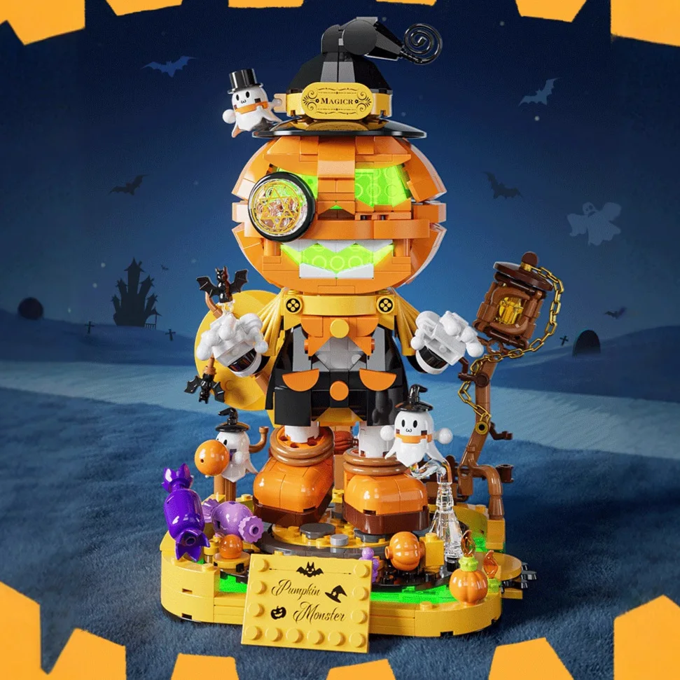 JAKI Halloween themed series Pumpkin Fairy House model matching pieces for children and adults Halloween building toy gifts