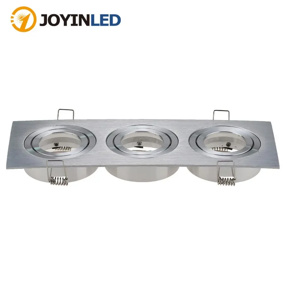 

Square Recessed Three Heads Adjustable LED Spotlight Fittings GU10 MR16 Socket Base Holder Ceiling Spot Down Light Frame Fixture