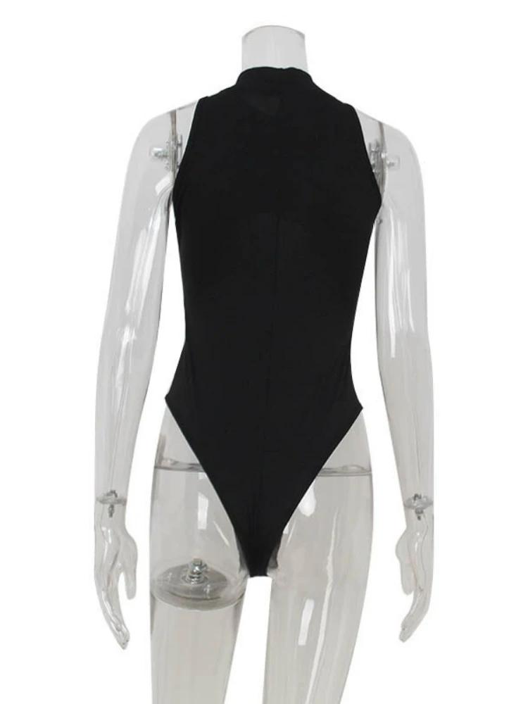 Hollow Out Sexy Bodysuit Lingerie Turtleneck Black Top Women Rave Outfit Lace One-pieces Body Feminino Bustier Lenceria Femenina