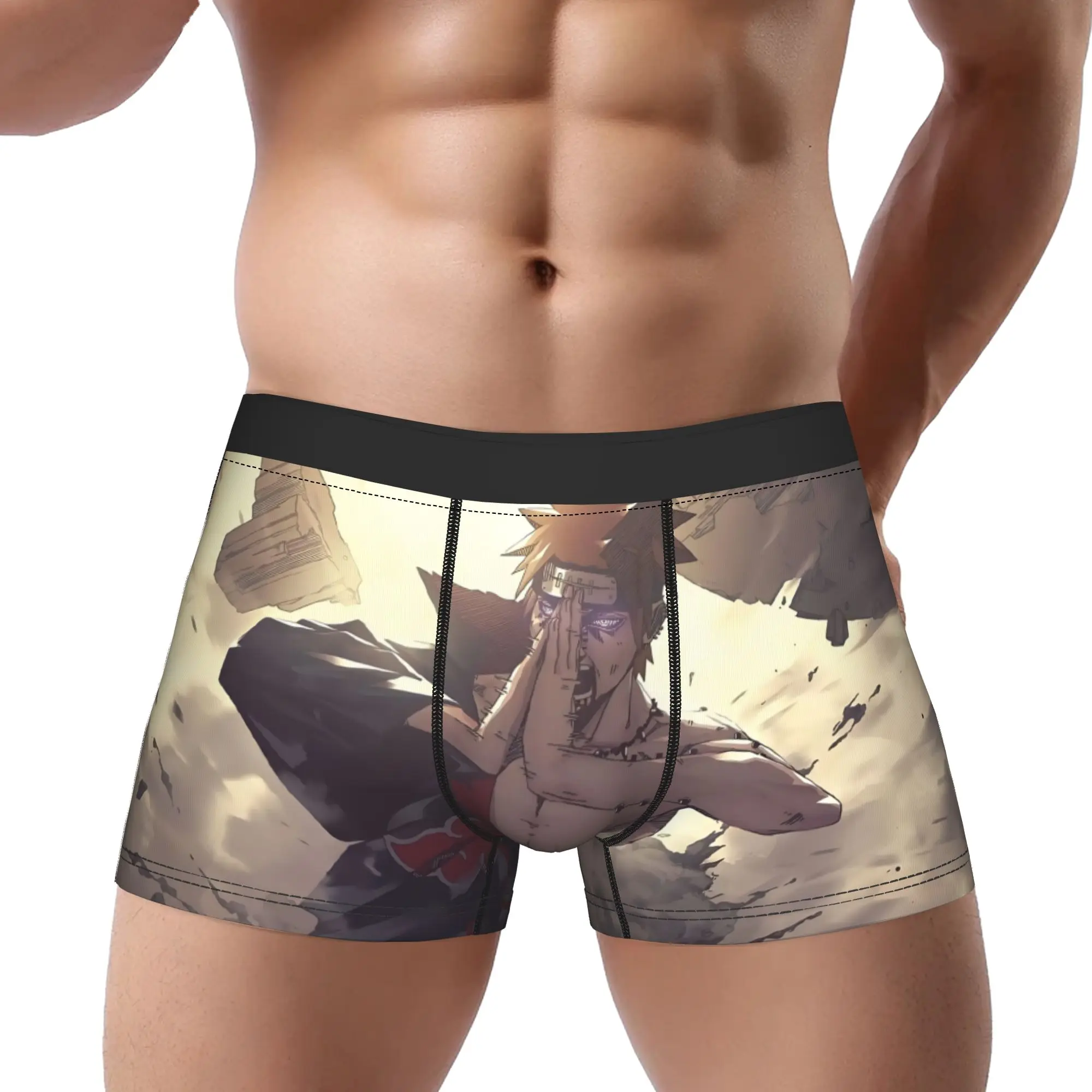 

Аниме-боксеры в стиле Наруто, дышащие трусы, мужское нижнее белье, сексуальные шорты, боксеры-брифы