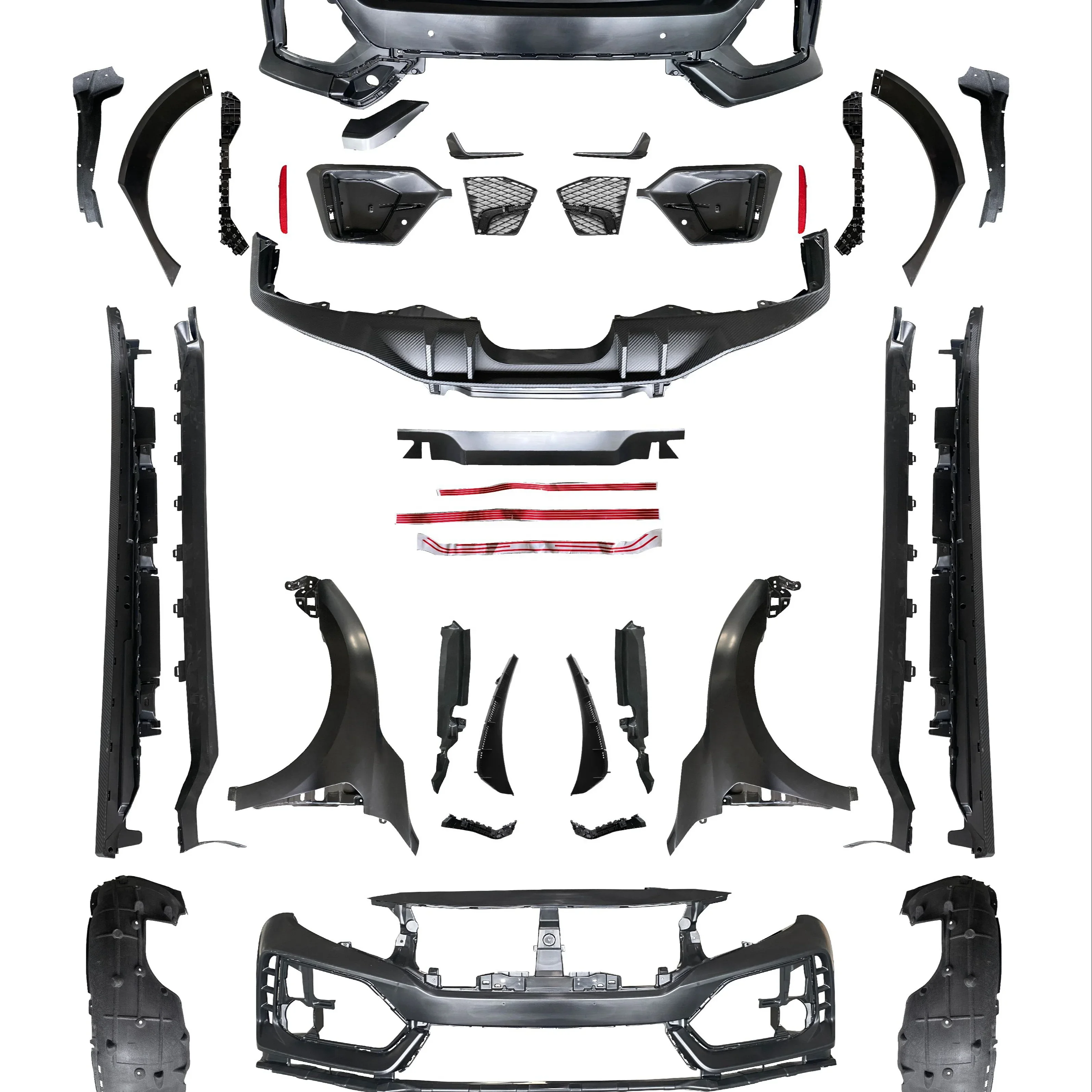 

Upgrade to CIVIC Type R FK8 wide bodykit body kit sets for Honda CIVIC hatchback car body parts 2016-2020