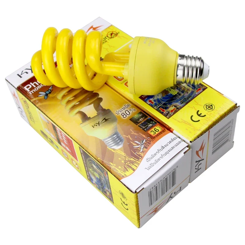 Yellow E27 Semi Spiral Energy-saving Lamp UV Resistant Plant Lamp Archives Dust-free Workshop Mosquito Repellent Bulb