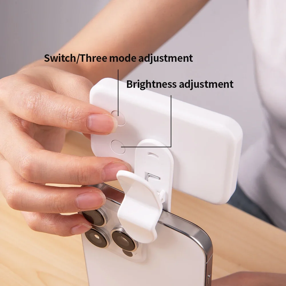 Mini Selfie Fill Light 2 Color Modes Adjustable Brightness Rechargeable Clip on Mobile Phones Computers Photography LED Lights