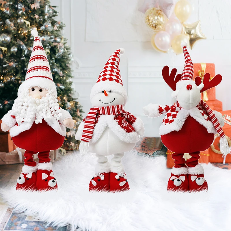 Christmas Santa Claus Snowman Reindeer Standing Plush Doll Toy Christmas Ornaments Dolls Xmas Home Party Decor Birthday Gifts