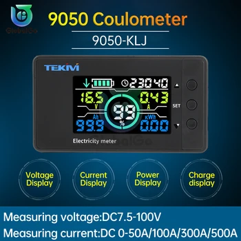 DC 7.5-100V Battery Monitor Hall Coulomb Tester Digital Voltmeter Ammeter Capacity Power Electricity AH Voltage Meter