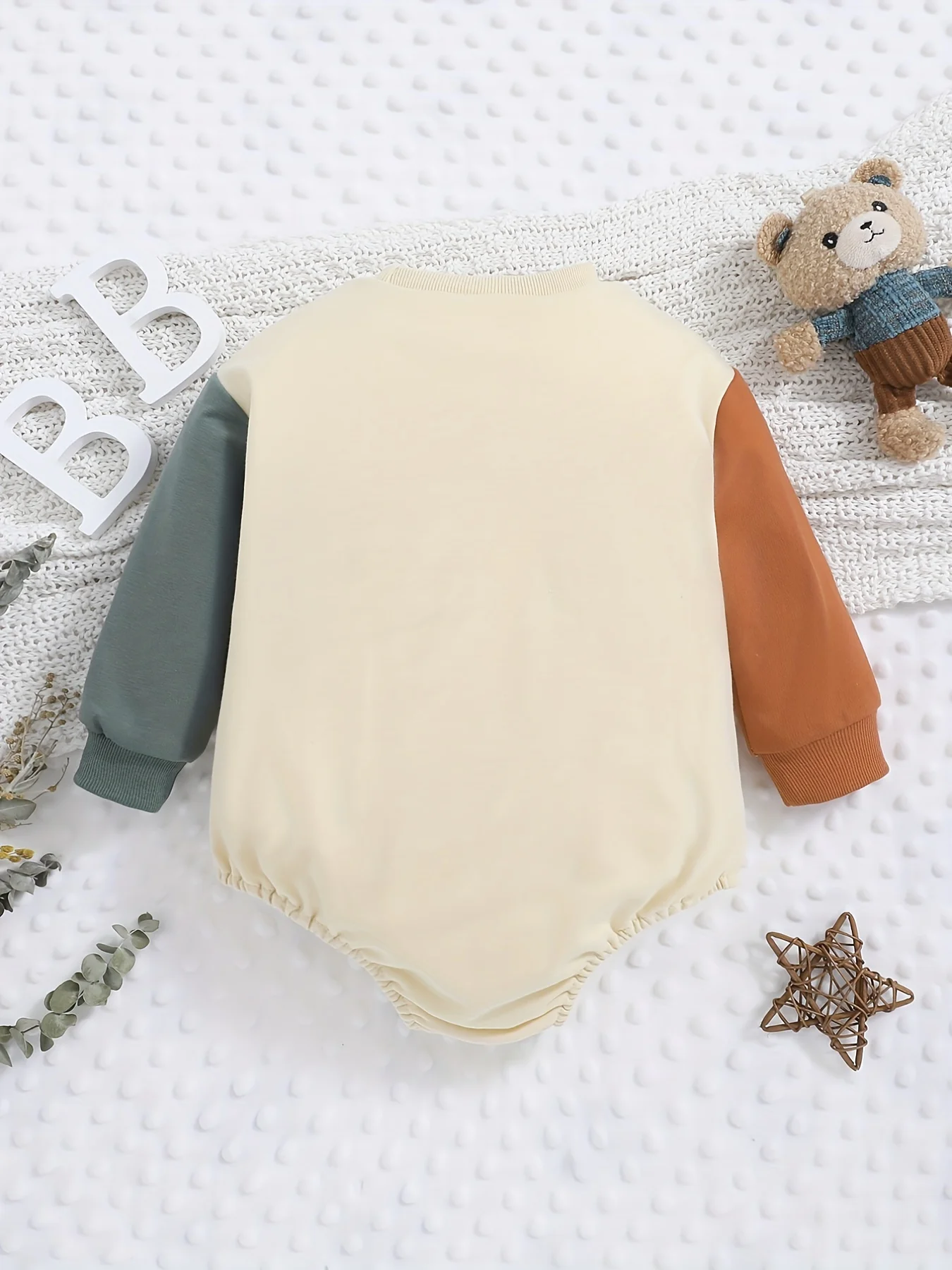 Baby Thanksgiving Color Block Shoulder Insert Long Sleeve Bottom Covering Clothes Infant Outfit