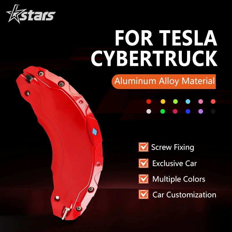 4PCS For Tesla Cybertruck 2024 2025 Brake Caliper Covers Aluminium Alloy Caliper Guard 12 Colors Car Accessories With Stickers