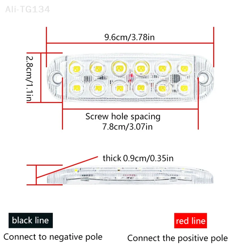 12 LED ستروب أضواء التحذير الجانبية وامض Lightbar سيارة شاحنة مصباح إشارة أضواء المرور 12 فولت-80 فولت مصبغة مصابيح تحذير