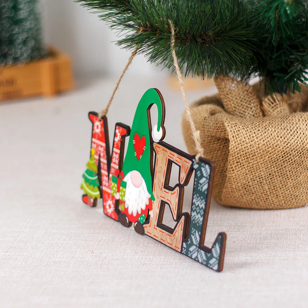 Xmas Hanging Wood Ornaments for Christmas Tree DIY Assembly Christmas Decoration for Home New Year Gift Christmas Craft Supplies