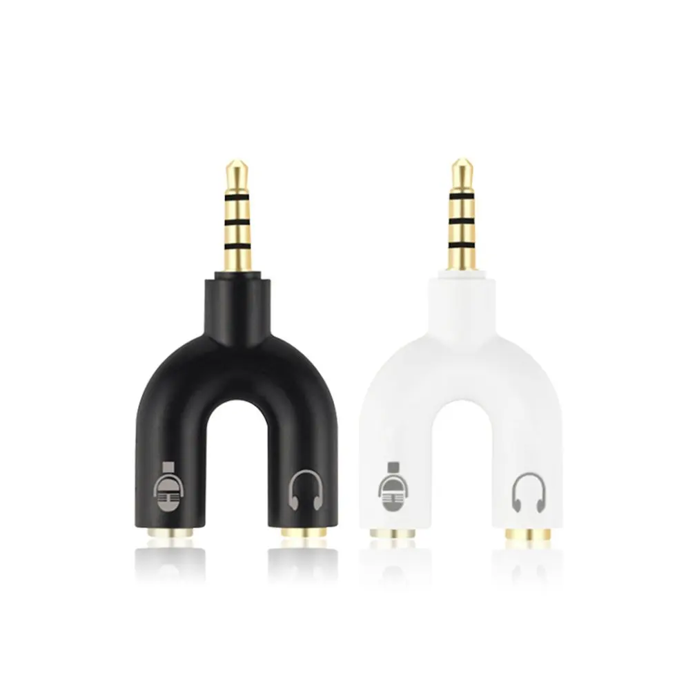 3.5mm Audio Converter Adapter One Divides Into Two Microphone Couple Headphones Mobile Computer Splitter Earphone Accessories