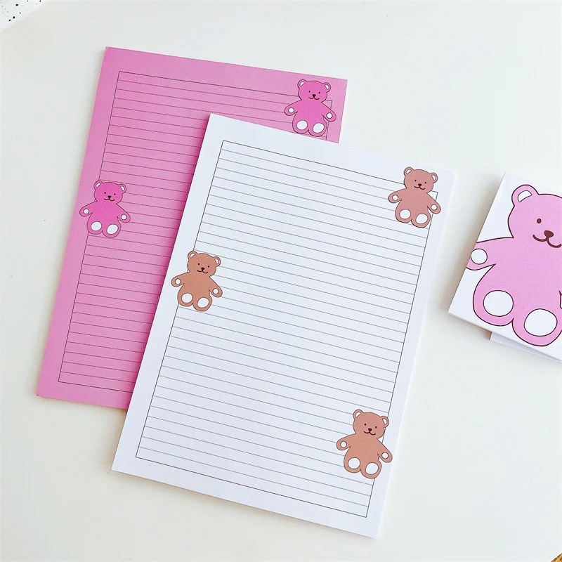 Korean Ins Cartoon Cute Bear Memo Pad B5 Student Kawaii Diary Study Draft Notebook Loose-leaf School Stationery 30 Sheets