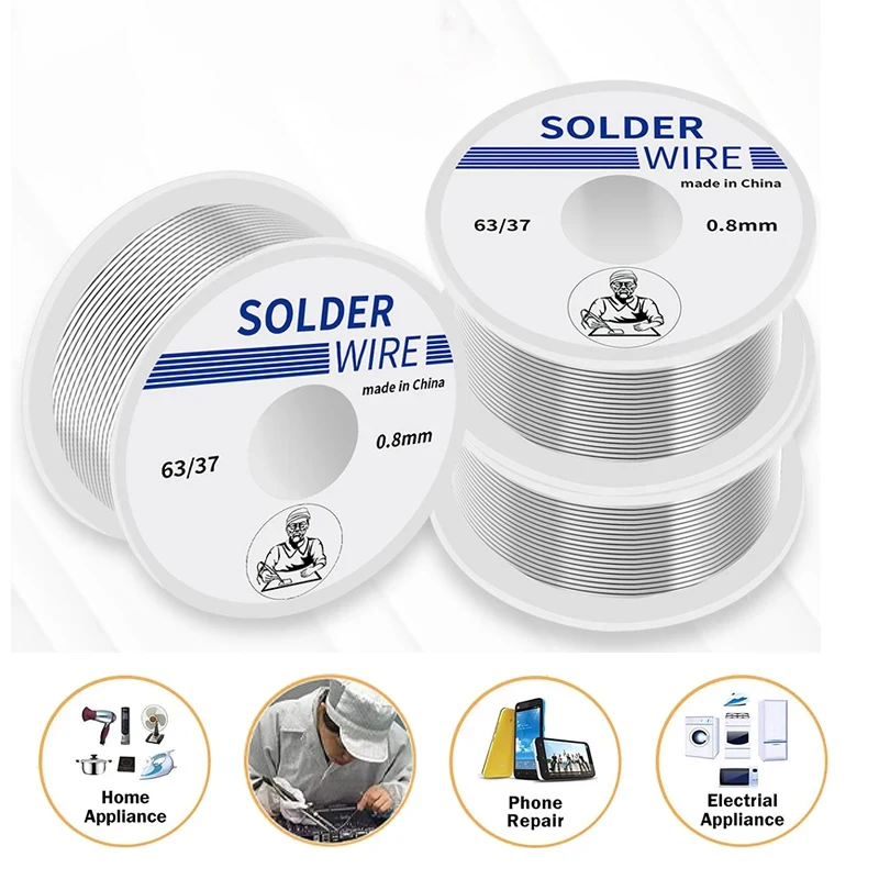 0.8mm 1.0mm Solder Wire Flux Rosin Core Weldring Tin Lead Roll Soldering Wire Tin Melt Rosin Wire Roll No-clean FLUX 2.0%