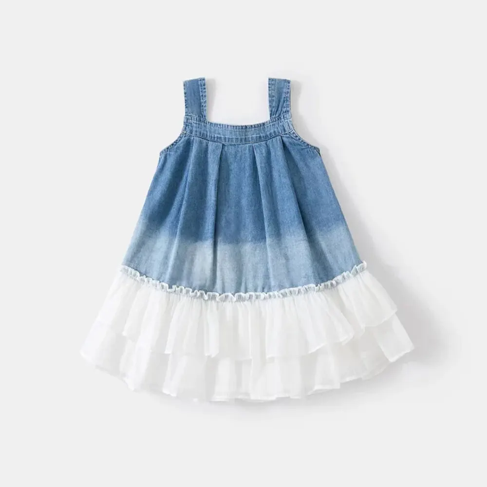 Summer toddler kids girls' clothes 2T baby birthday princess party denim dresses dress for child girl cloth fashion design dress