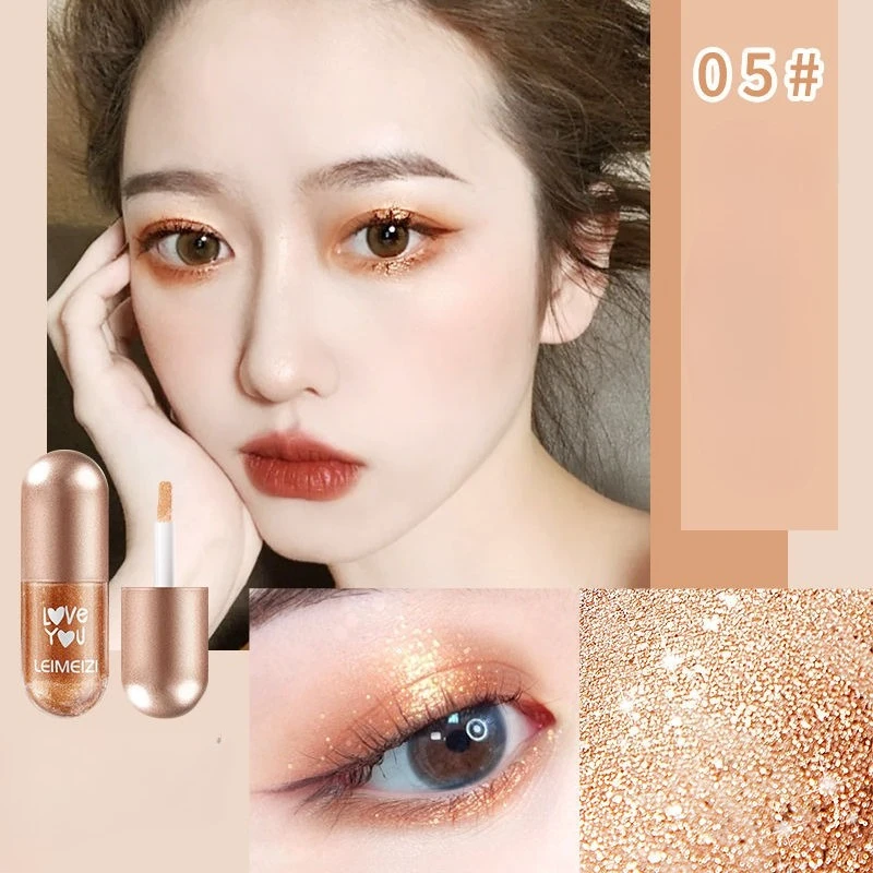 1Pc 미니 캡슐 리퀴드 아이 섀도우 고 색소 방수 지속 페이딩하기 쉽지 않음 진주 글리터 여성 화장품 아이 메이크업