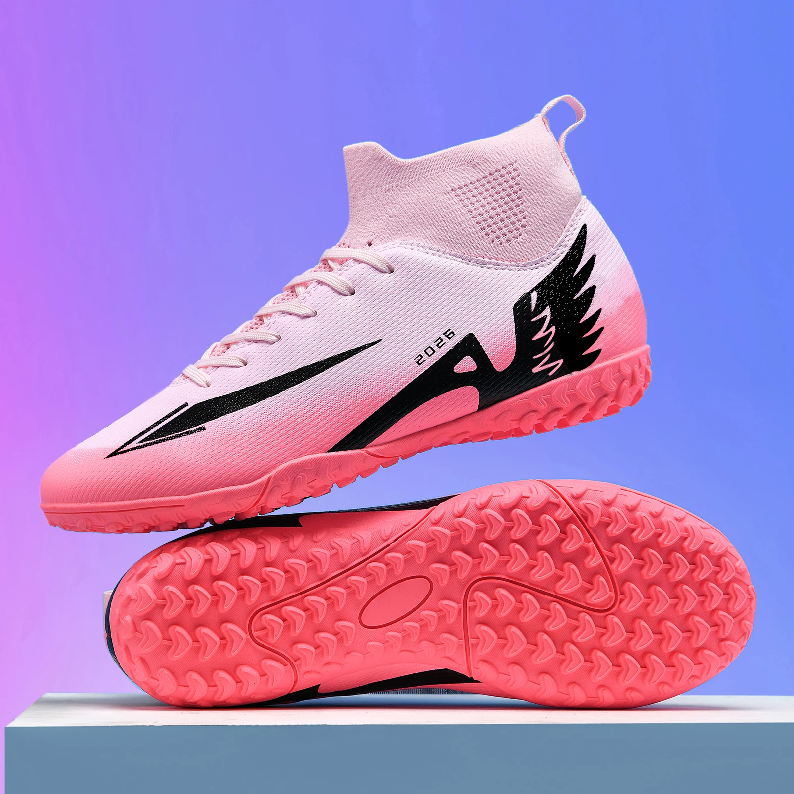 2026 Men's Outdoor High-Top Anti-Slip Sports Shoes, Ultra-Light Indoor Soccer Cleats, High-Quality 5-A-Side Football Shoes
