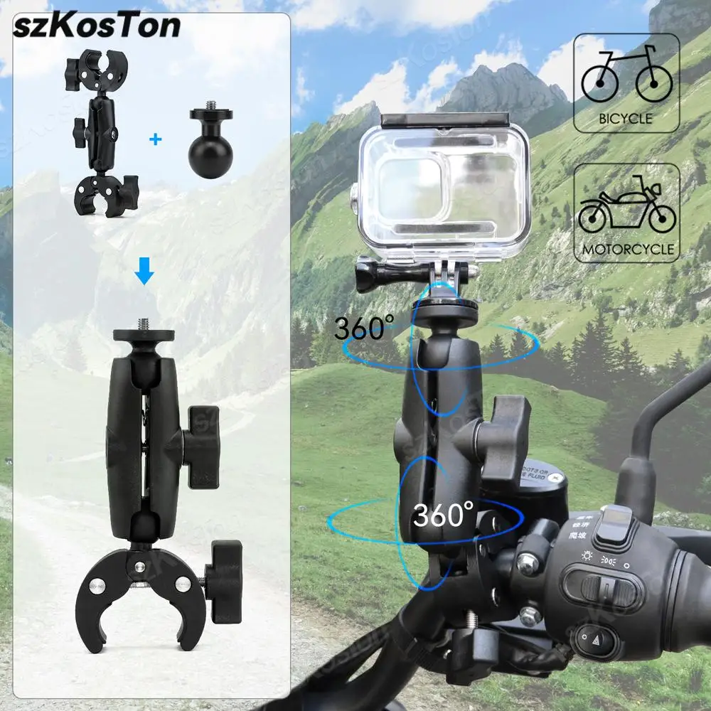 Super Clamp Clamp Mount 1/4" Ball Head Monitor Mount Video Shooting Clamp for GoPro 13 Insta360 X4 Vlog Selfie Live Streaming