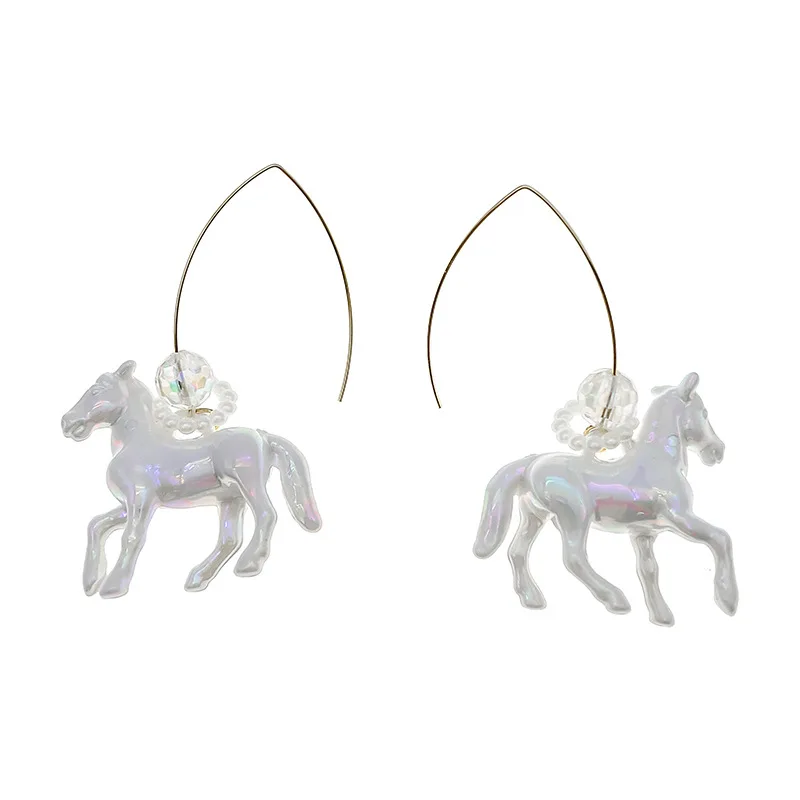 Nicho girl-pendientes de gancho con forma de V, diseño de corazón, moda, tendencia de personalidad, unicornio, Perla Rosa, color mágico, nuevo, 2024