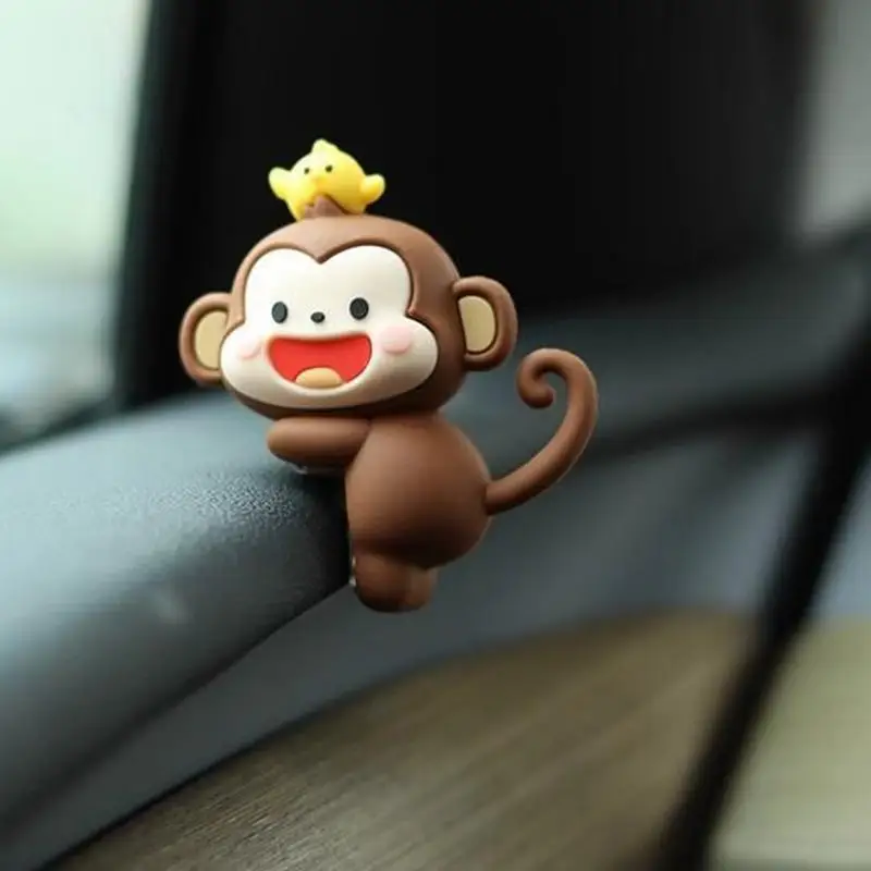 Computer Monitor Figures Cartoon Monkey Car Navigator Screen Decoration Adorable Monkey For Computer Monitor Ornaments Rearview