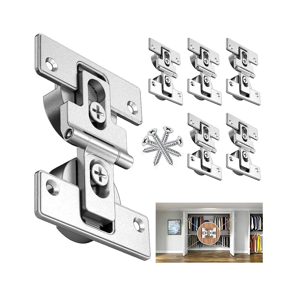 

Петли для складных дверей, скрытые двойные петли для шкафов, гардеробов и мебели (из цинкового сплава, 6 штук)